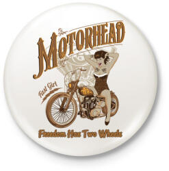 printfashion Motoros csaj - Kitűző, hűtőmágnes - Fehér (3074486)