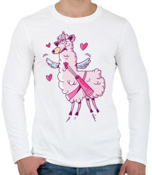 printfashion Ámor Láma szerelem - Férfi hosszú ujjú póló - Fehér (4301811)