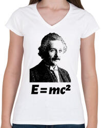 printfashion Einstein - Női V-nyakú póló - Fehér (10365936)