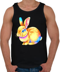 printfashion Színes nyuszi - Férfi atléta - Fekete (14008806)