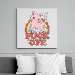 printfashion Fuck off Cica - Vászonkép - Fehér (6631017)