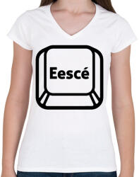 printfashion ESCCÉ - Női V-nyakú póló - Fehér (5785988)