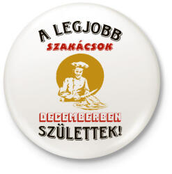printfashion Szakács szülinapja december - Kitűző, hűtőmágnes - Fehér (5740823)