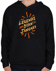 printfashion Legendák januárban születnek - Gyerek kapucnis pulóver - Fekete (5803799)