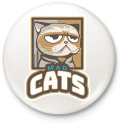 printfashion Mad Cats - Kitűző, hűtőmágnes - Fehér (5204755)