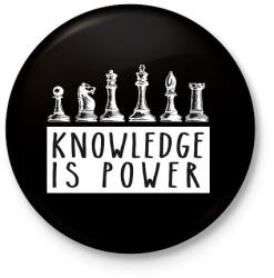 printfashion Knowledge is power - Kitűző, hűtőmágnes - Fekete (3100957)