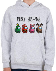 printfashion Among us merry sus-mas - Gyerek kapucnis pulóver - Sport szürke (5657173)