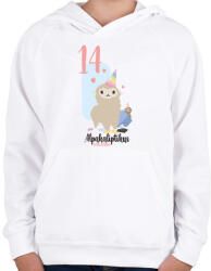 printfashion 14. Alpakaliptikus születésnap - Alpaca póló 14. születésnapra - Gyerek kapucnis pulóver - Fehér (5313957)