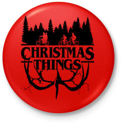printfashion Stranger things Christmas things fekete - Kitűző, hűtőmágnes - Piros (5644890)
