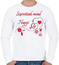 printfashion Szeretünk mind Nagyi - Férfi pulóver - Fehér (4826780)