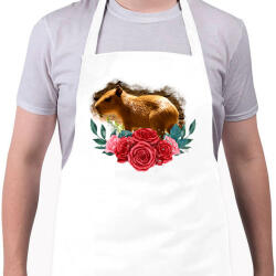 printfashion Capybara rózsával - Kötény - Fehér (13895235)