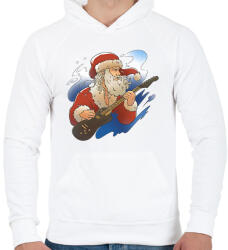 printfashion Gitáros Mikulás - Férfi kapucnis pulóver - Fehér (11426123)