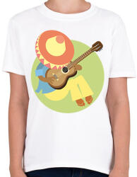 printfashion Mexikó-sombrero-gitár - Gyerek póló - Fehér (12066360)