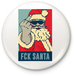 printfashion FCK SANTA - Kitűző, hűtőmágnes - Fehér (3078377)