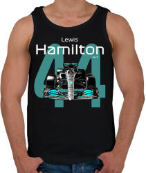 printfashion Lewis Hamilton 44 autóversenyző - fehér felirat - Férfi atléta - Fekete (16043212)