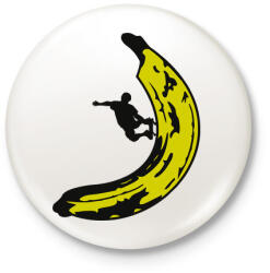 printfashion Banán deszkás - Kitűző, hűtőmágnes - Fehér (3075274)