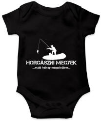 printfashion Horgászni megyek majd holnap megcsinálom - Baba Body - Fekete (4712189)