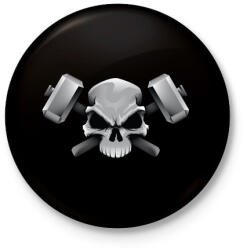 printfashion Skull Hammer - Kitűző, hűtőmágnes - Fekete (3094447)