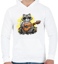 printfashion Mosómedve gitárral - Férfi kapucnis pulóver - Fehér (9439390)