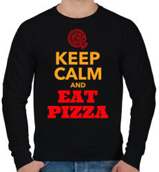 printfashion Egyél pizzát - Férfi pulóver - Fekete (1473521)
