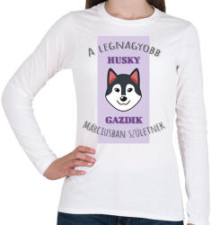 printfashion A legnagyobb gazdi - Husky - hónappal - Női hosszú ujjú póló - Fehér (6299880)