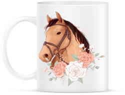 printfashion Ló rózsákkal - Bögre - Fehér (8201547)