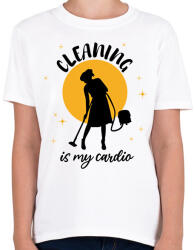 printfashion Cleaning is my cardio - Gyerek póló - Fehér (9283668)