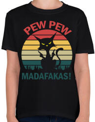 printfashion Pew pew madafakas cica - Gyerek póló - Fekete (6129315)