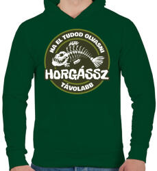 printfashion Horgássz Távolabb - Férfi kapucnis pulóver - Sötétzöld (884574)