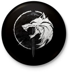 printfashion Witcher fehér farkas - Kitűző, hűtőmágnes - Fekete (3100340)