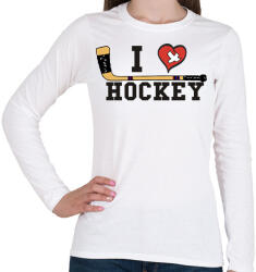 printfashion I love hockey - Női hosszú ujjú póló - Fehér (15646420)