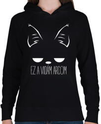 printfashion Ez a vidám arcom 1 - Női kapucnis pulóver - Fekete (13151999)
