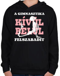 printfashion A gimnasztika felszabadít - fehér - Gyerek kapucnis pulóver - Fekete (7167117)