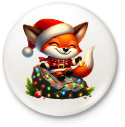 printfashion Cuki karácsonyi róka - Kitűző, hűtőmágnes - Fehér (15231447)