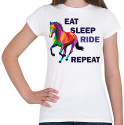 printfashion Eat sleep RIDE repeat - Női póló - Fehér (6323842)