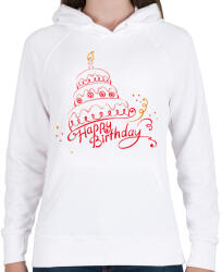 printfashion Boldog Születésnapot! - Női kapucnis pulóver - Fehér (384668)