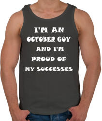 printfashion Októberi vagyok és büszke vagyok a sikereimre - Férfi atléta - Sötétszürke (1417876)