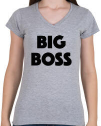 printfashion BIG BOSS - Női V-nyakú póló - Sport szürke (740998)
