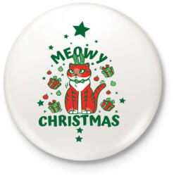 printfashion Karácsonyi cica - Kitűző, hűtőmágnes - Fehér (5714290)