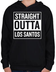 printfashion Straight outta Los Santos - Gyerek kapucnis pulóver - Fekete (3475756)