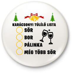 printfashion Karácsonyi túlélő lista - Kitűző, hűtőmágnes - Fehér (10948632)