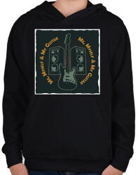 printfashion Me, Myself & My Guitar - Gyerek kapucnis pulóver - Fekete (6370521)
