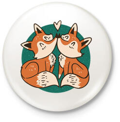 printfashion Róka pár - Kitűző, hűtőmágnes - Fehér (8410103)