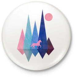 printfashion Ló és hegyek - Kitűző, hűtőmágnes - Fehér (5238244)