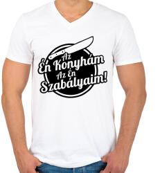 printfashion Az én konyhám az én szabályaim! - Férfi V-nyakú póló - Fehér (5371714)