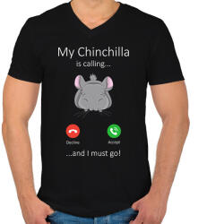 printfashion A csincsillám hív - Férfi V-nyakú póló - Fekete (14486283)
