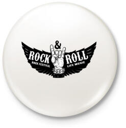 printfashion Rock and Roll fesztivál - Kitűző, hűtőmágnes - Fehér (5144455)