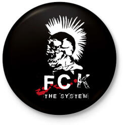 printfashion Fck the system - Kitűző, hűtőmágnes - Fekete (7668309)