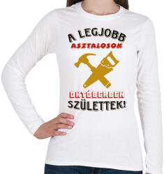 printfashion Asztalos szülinap színes - Női hosszú ujjú póló - Fehér (5459286)