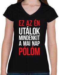 printfashion Ez az én pólóm - fehér - Női V-nyakú póló - Fekete (7043720)